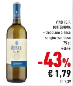 Conad Vino i.g.p. bottebuona trebbiano bianco e sangiovese rosso offerta