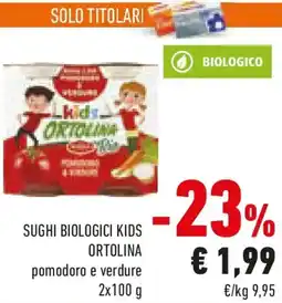 Conad Sughi biologici kids ortolina pomodoro e verdure offerta