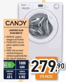 Unieuro CANDY LAVATRICE SLIM EY4061DW41S offerta