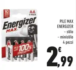 Conad Pile max energizer stilo e ministilo offerta