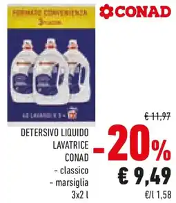 Conad Detersivo liquido lavatrice conad classico e marsiglia offerta