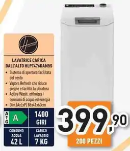Unieuro HOOVER LAVATRICE CARICA DALL'ALTO HLPT476DAM5S offerta