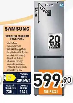 Unieuro SAMSUNG FRIGORIFERO COMBINATO RB34C675DSA offerta