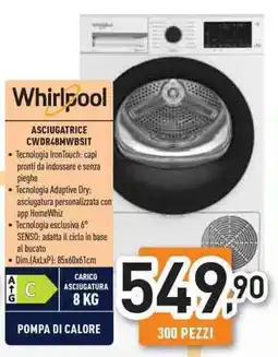 Unieuro Whirlpool ASCIUGATRICE CWDR48MWBSIT offerta