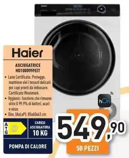Unieuro Haier ASCIUGATRICE HD100D959EIT offerta