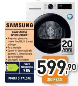 Unieuro SAMSUNG ASCIUGATRICE DV90DG52A0AEET offerta