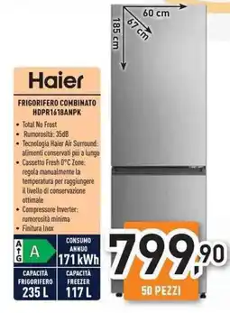 Unieuro Haier FRIGORIFERO COMBINATO HDPR1618ANPK offerta