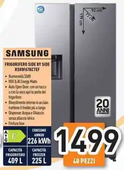 Unieuro SAMSUNG FRIGORIFERO SIDE BY SIDE RS80F67KCTEF offerta