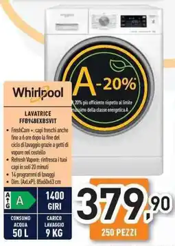 Unieuro Whirlpool LAVATRICE FFB948EXBSVIT offerta