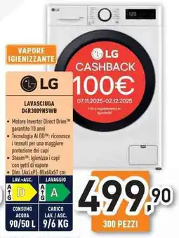 Unieuro LG LAVASCIUGA D4R3009NSWB offerta