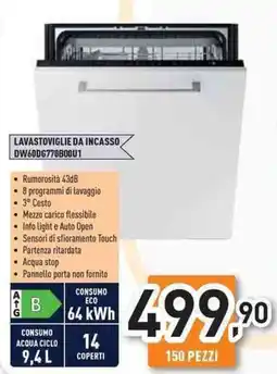 Unieuro LAVASTOVIGLIE DA INCASSO DW60DG770B00U1 offerta