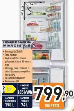 Unieuro SAMSUNG FRIGORIFERO COMBINATO DA INCASSO BRB70F26BDSO offerta