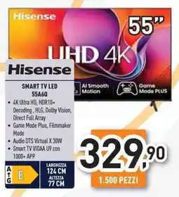 Unieuro Hisense SMART TV LED 55A6Q offerta