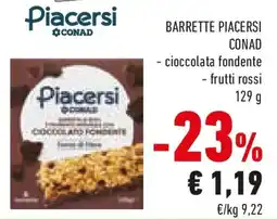 Conad Barrette piacersi conad cioccolata fondente e frutti rossi offerta