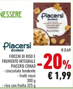 Conad Fiocchi di riso e frumento integrale PIACERSI CONAD offerta