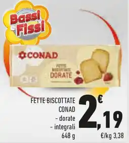 Conad Fette biscottate conad dorate e integrali offerta