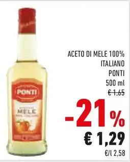 Conad Aceto di mele 100% italiano PONTI offerta