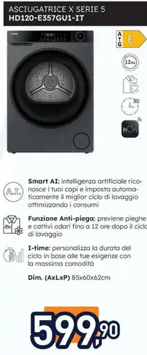 Unieuro Haier ASCIUGATRICE X SERIE 5 HD120-E357GU1-IT offerta