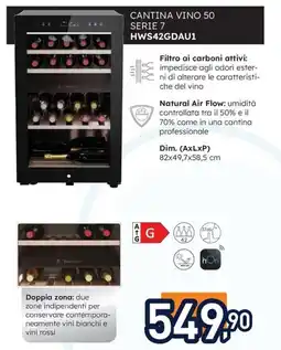 Unieuro Haier CANTINA VINO 50 SERIE 7 HWS42GDAU1 offerta