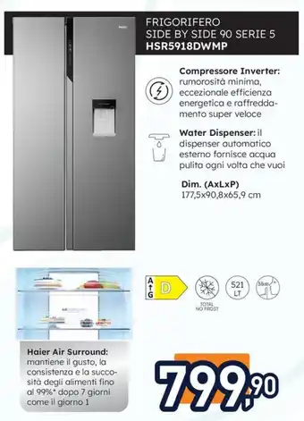 Haier FRIGORIFERO SIDE BY SIDE 90 SERIE 5 HSR5918DWMP