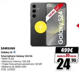 MediaWorld SAMSUNG Smartphone Galaxy S24 5G offerta