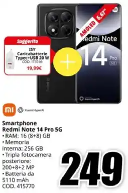 MediaWorld Xiaomi Smartphone Redmi Note 14 Pro 5G offerta