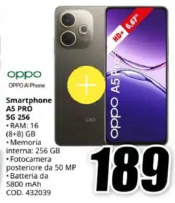 MediaWorld oppo Smartphone A5 PRO 5G 256 offerta