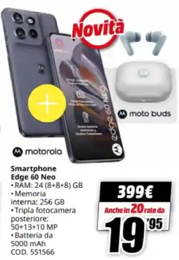 MediaWorld motorola Smartphone Edge 60 Neo offerta