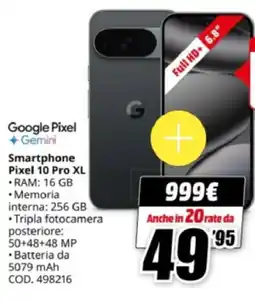 MediaWorld Google Smartphone Pixel 10 Pro XL offerta