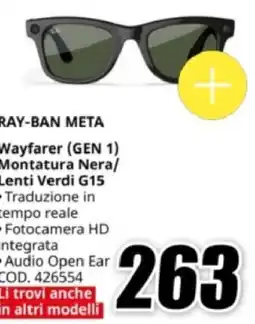 MediaWorld RAY-BAN META Wayfarer (GEN 1) Montatura Nera/ Lenti Verdi G15 offerta
