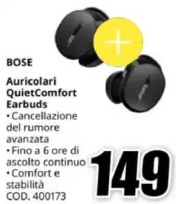 MediaWorld BOSE Auricolari QuietComfort Earbuds offerta