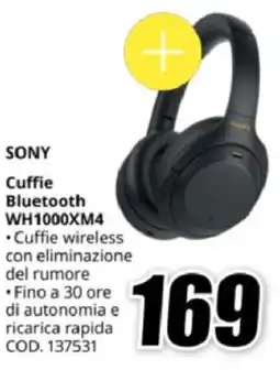 MediaWorld SONY Cuffie Bluetooth WH1000XM4 offerta