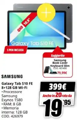 MediaWorld SAMSUNG Galaxy Tab S10 FE 8+128 GB Wi-Fi offerta