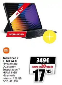 MediaWorld Xiaomi Tablet Pad 7 8+128 Wi-Fi offerta