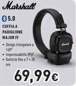 Unieuro Marshall CUFFIA A PADIGLIONE MAJOR IV offerta