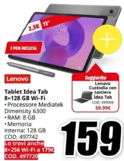 MediaWorld Lenovo Tablet Idea Tab 8+128 GB Wi-Fi offerta
