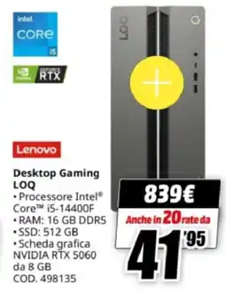MediaWorld Lenovo Desktop Gaming LOQ offerta