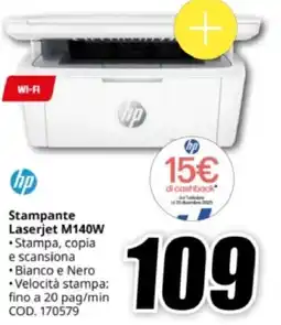 MediaWorld hp Stampante Laserjet M140W offerta