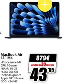MediaWorld MacBook Air 13" M4 offerta