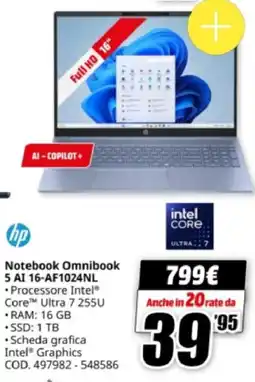 MediaWorld hp Notebook Omnibook 5 AI 16-AF1024NL offerta