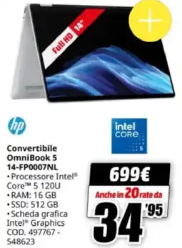 MediaWorld hp Convertibile OmniBook 5 14-FP0007NL offerta