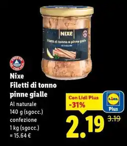 Lidl Nixe Filetti di tonno pinne gialle offerta