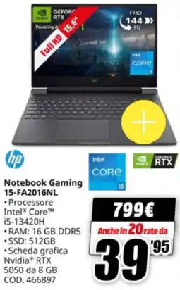MediaWorld hp Notebook Gaming 15-FA2016NL offerta