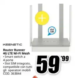 MediaWorld KEENETIC Router Runner 4G LTE Wi-Fi Mesh offerta