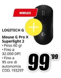 MediaWorld LOGITECH G Mouse G Pro X Superlight 2 offerta