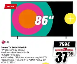 MediaWorld LG Smart TV 86UA74006LB offerta