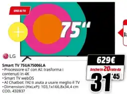 MediaWorld LG Smart TV 75UA75006LA offerta
