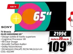 MediaWorld SONY TV Bravia OLED K65XR8M2 65" offerta