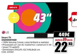 MediaWorld LG Smart TV 43QNED87A6D offerta
