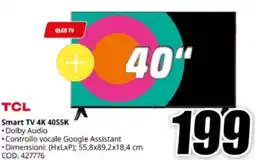MediaWorld TCL Smart TV 4K 40S5K offerta